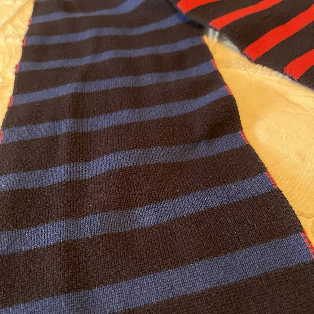 Tommy Hilfiger Men's Cotton Scarf Blue/Red‎ Stripe Logo Preppy Casual